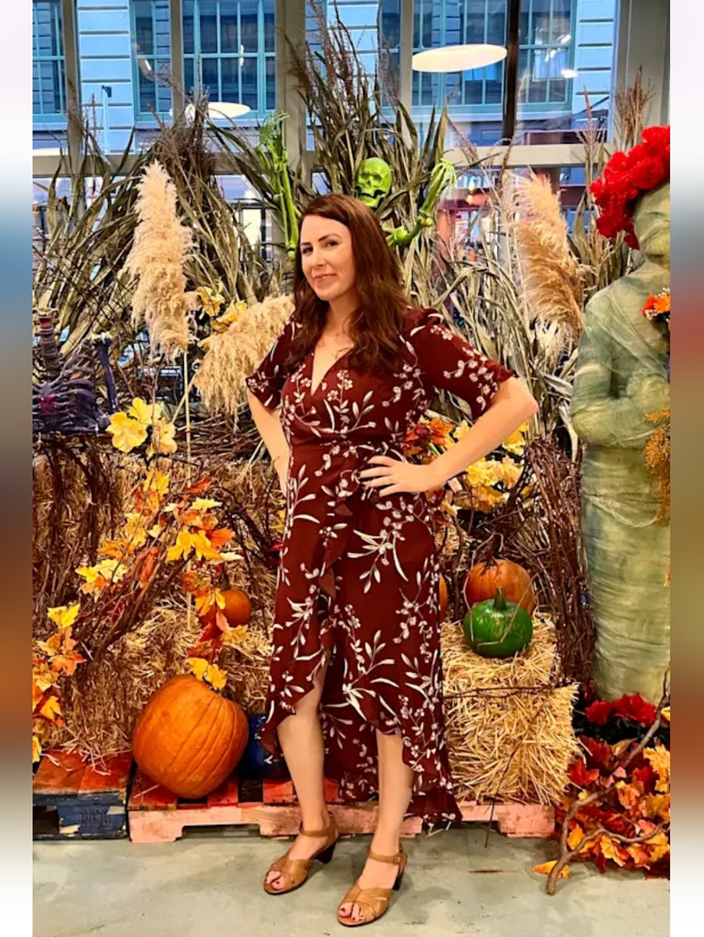 Lulu's Wild Winds Burgundy Floral Print High-Low Wrap  Dress - Picture 5 of 11